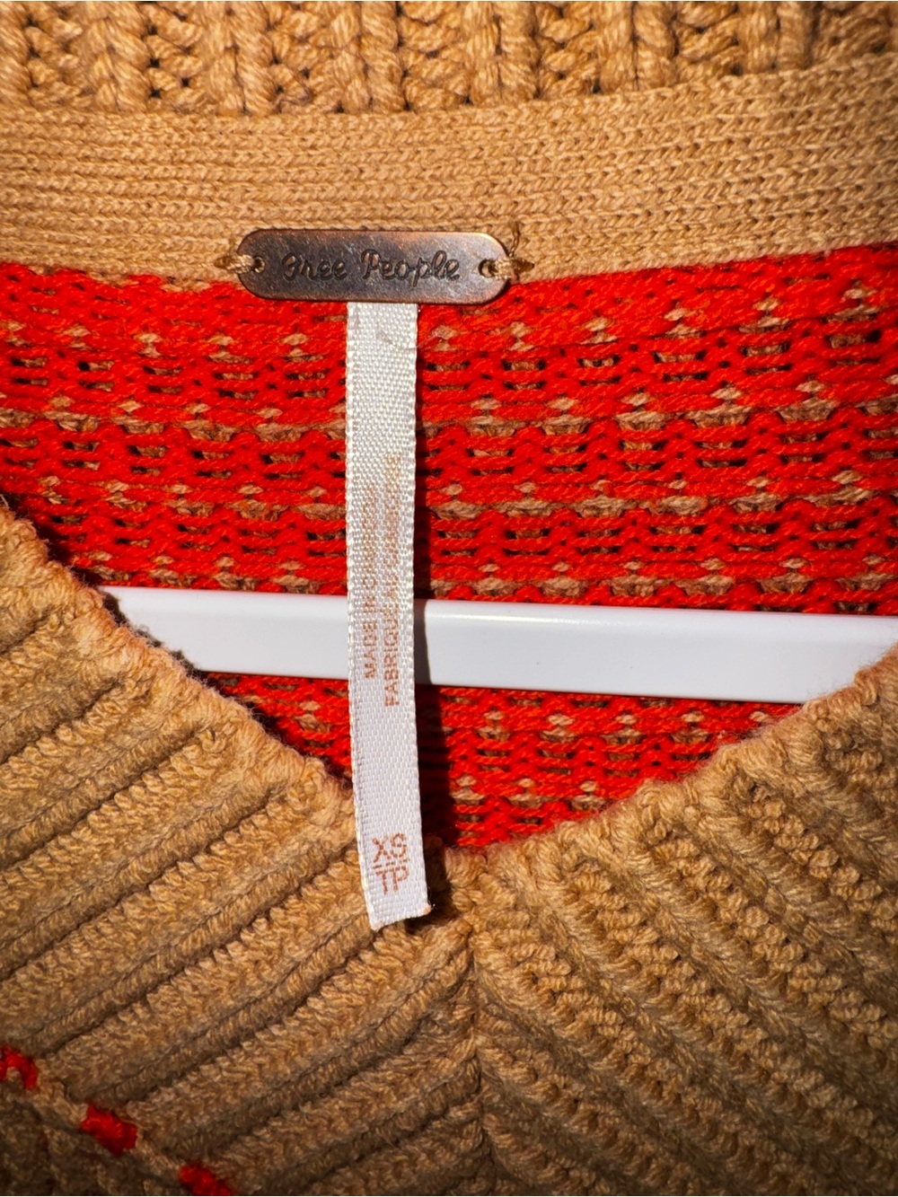 Free People $148 Maisie Knit Sweater 🧡 Size XS ✨ Like New 🧡 In Camel Tangerine - Picture 5 of 7